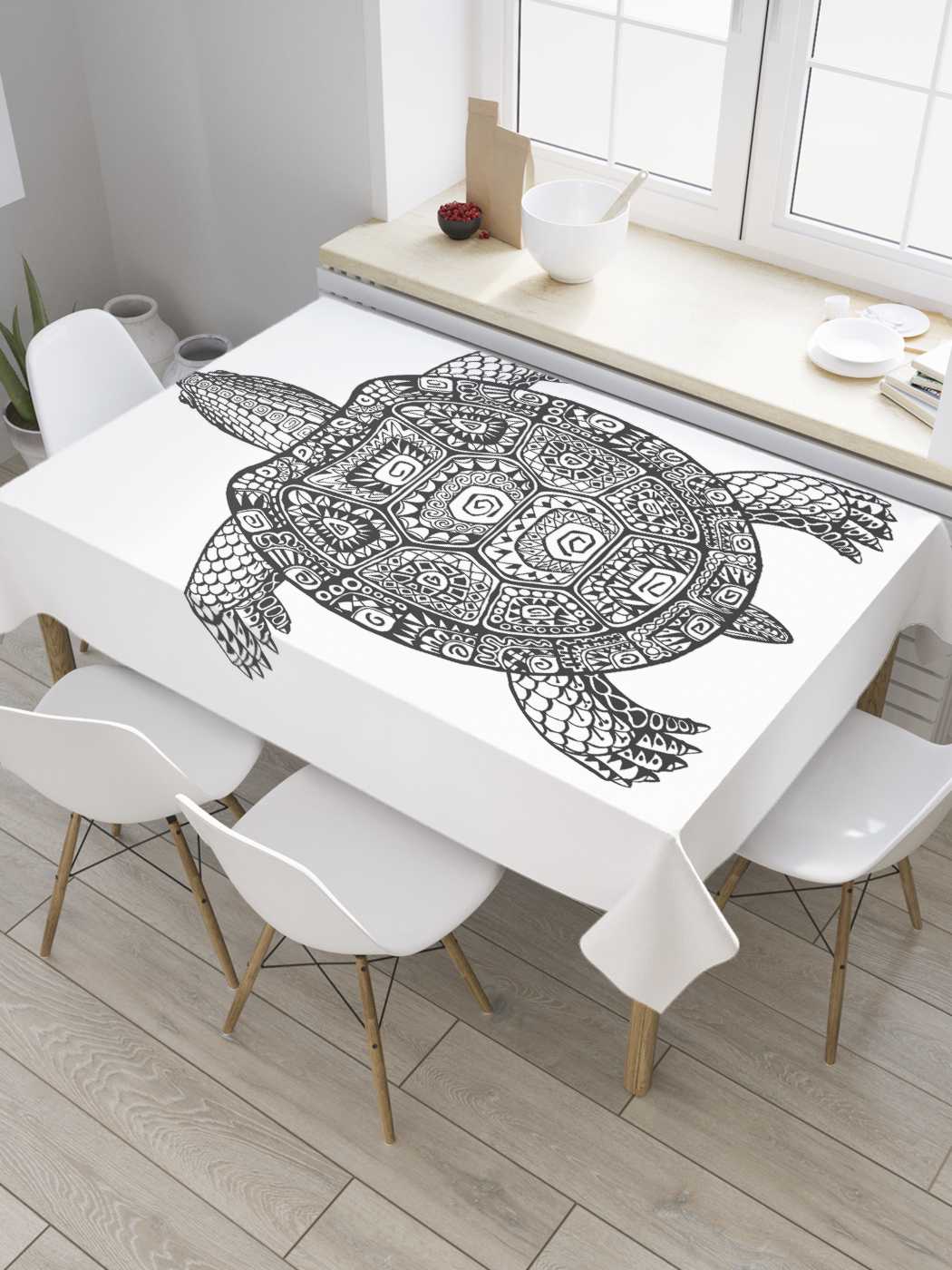 

Скатерть прямоугольная JoyArty "Графическая черепаха" из оксфорда, 180x145 см, Графическая черепаха