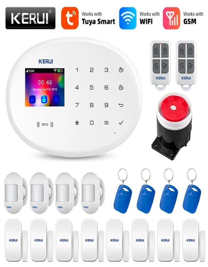

Охранная сигнализация Kerui W202, Wi-Fi, GSM, Smart Life, Tuya, набор 4, Белый, Kerui W202