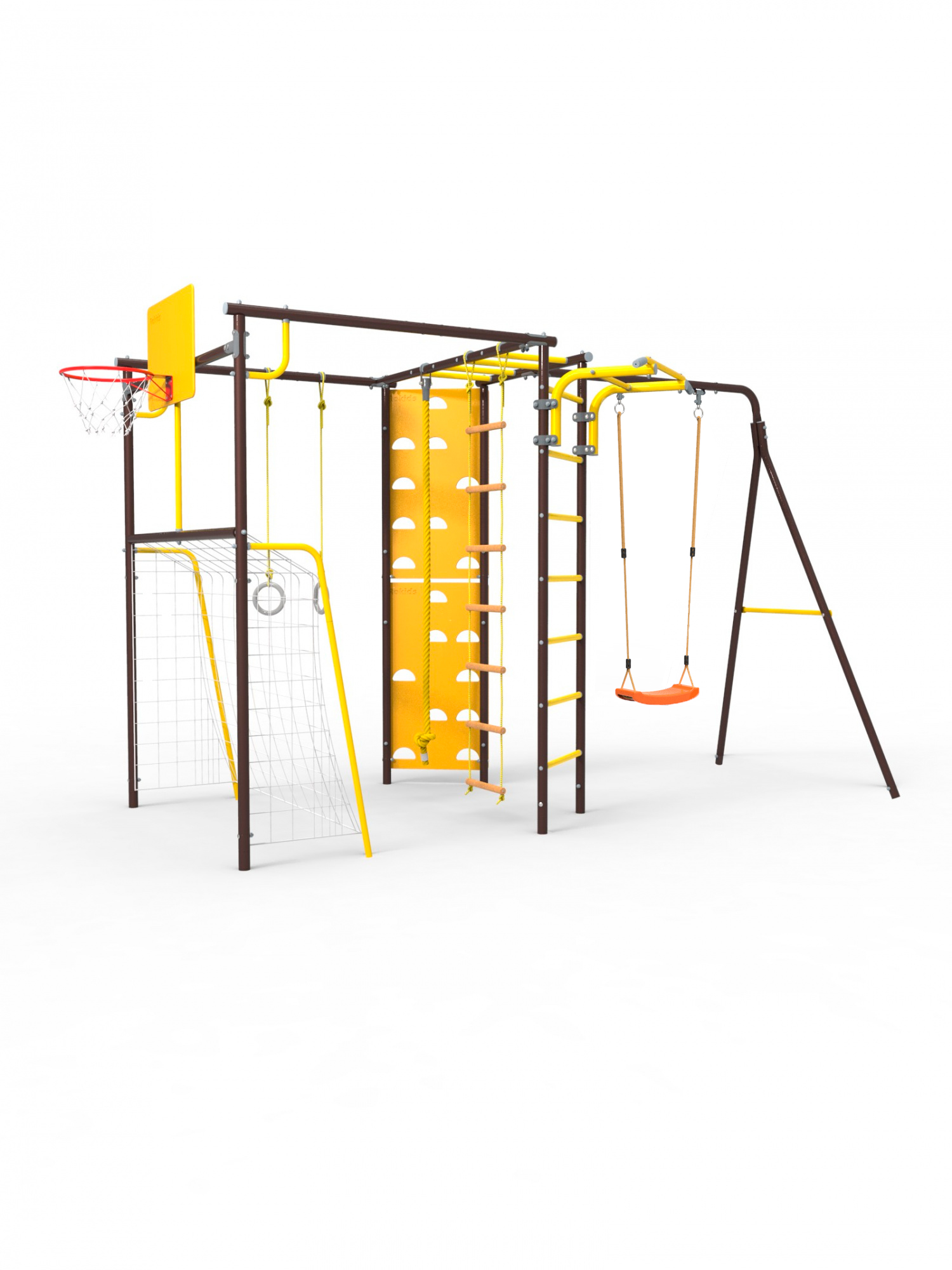 

Уличный комплекс Rokids Атлет-К УДСК-7.2 Шоколад-желтый с качелями пластиковыми, Атлет-К УДСК-7.2 Шоколад-желтый с качелями пластиковыми