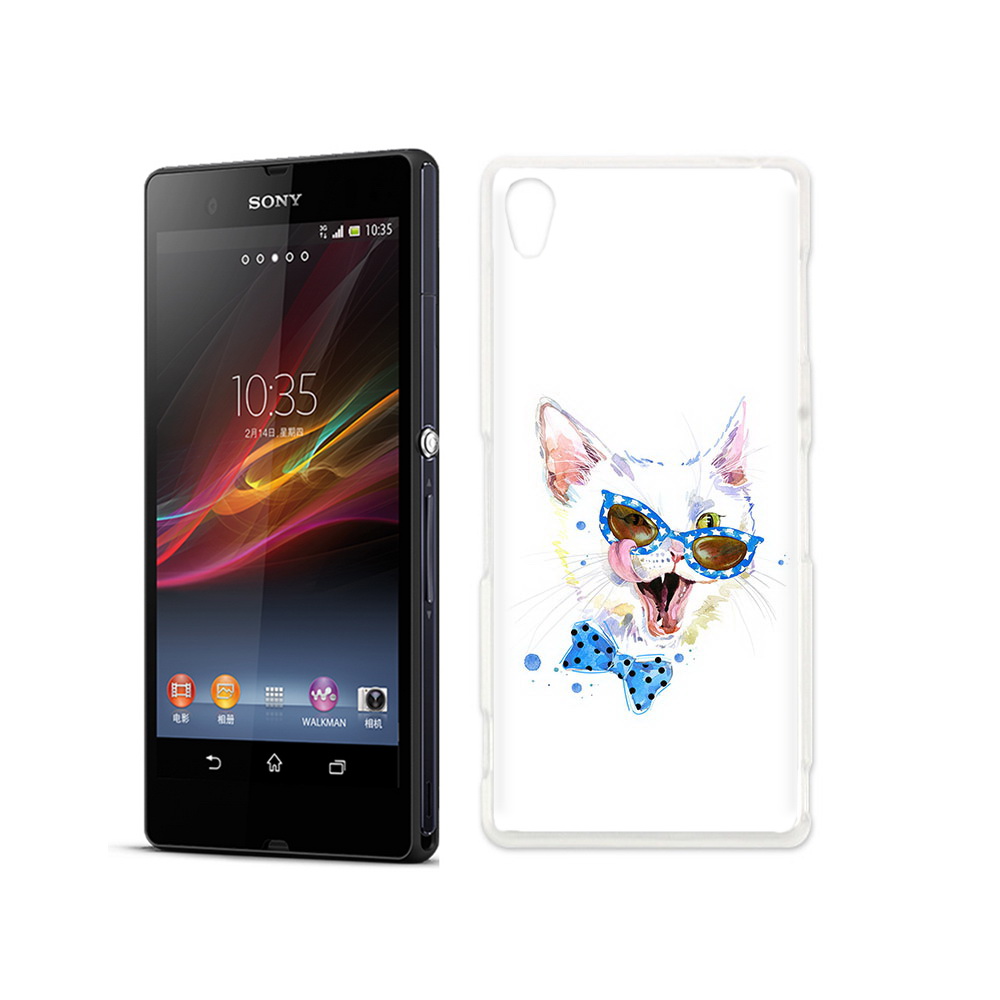 

Чехол MyPads Tocco для Sony Xperia Z белый кот, Прозрачный, Tocco
