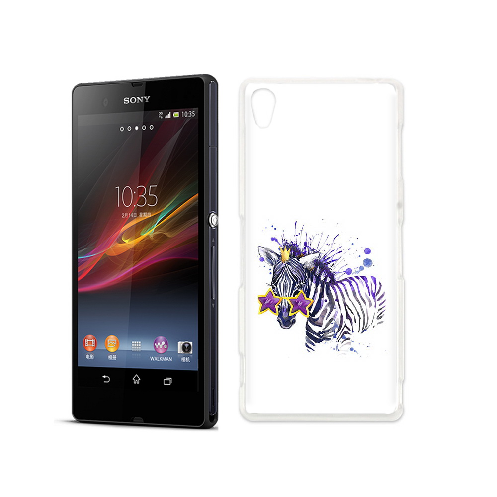 

Чехол MyPads Tocco для Sony Xperia Z акварельная зебра, Прозрачный, Tocco
