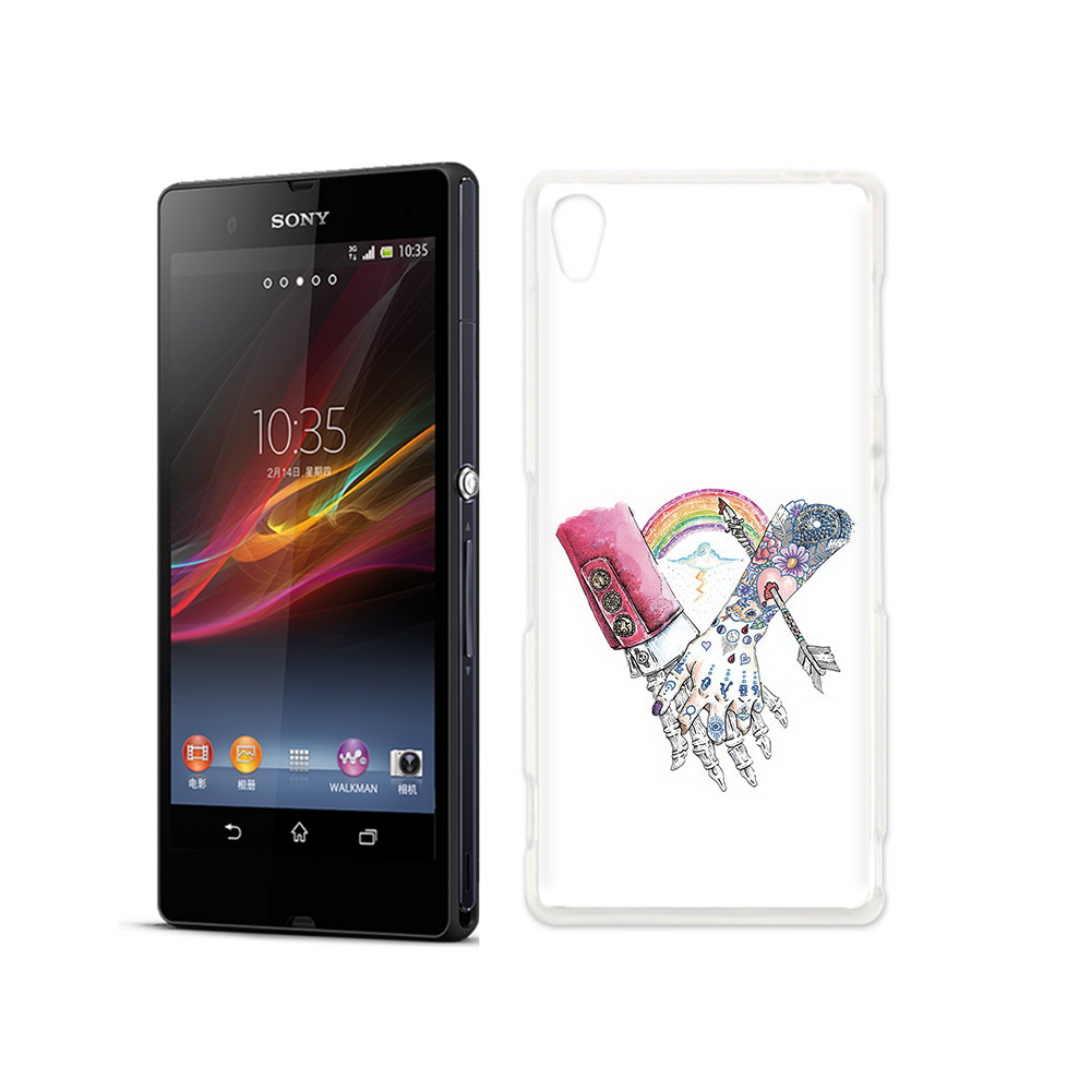 

Чехол MyPads Tocco для Sony Xperia Z абстракция руки в татуировках, Прозрачный, Tocco
