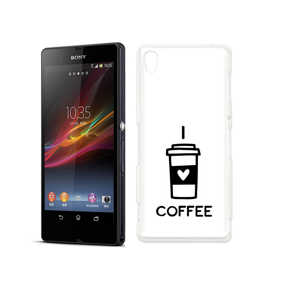 

Чехол MyPads Tocco для Sony Xperia Z Я люблю кофе, Прозрачный, Tocco