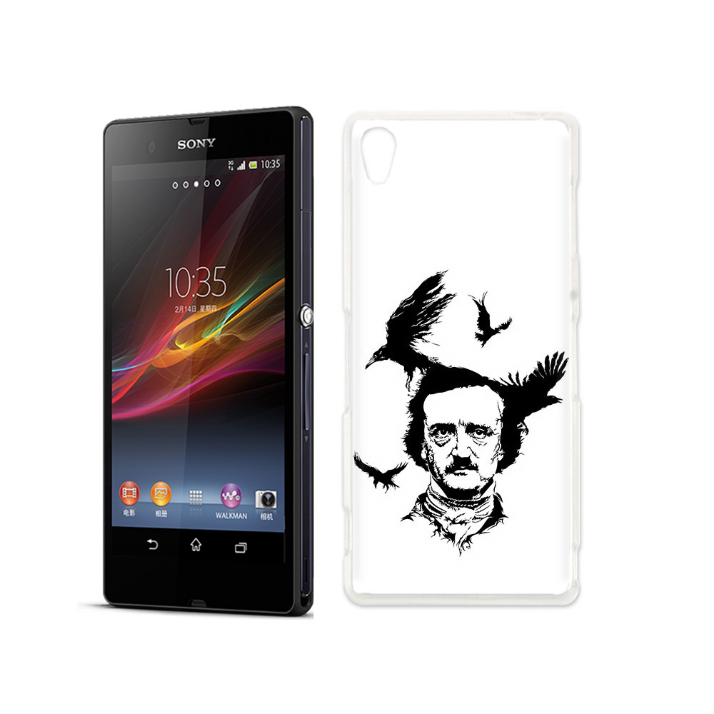 

Чехол MyPads Tocco для Sony Xperia Z Эдгар Аллан черно белый, Прозрачный, Tocco