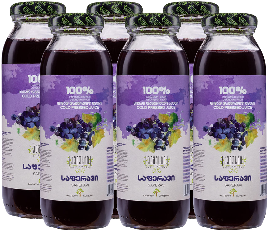 Сок August Fruit Factory прямого отжима Саперави 97% винограда, 6 шт по 250мл