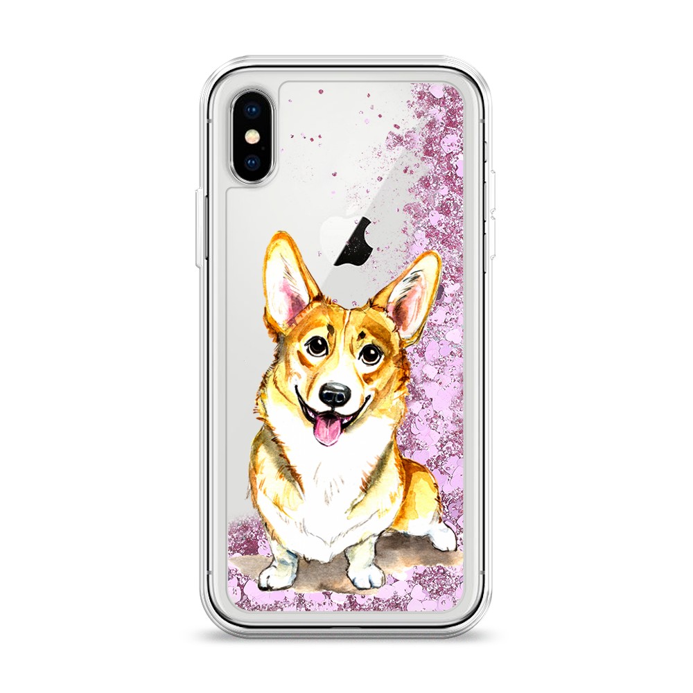 

Жидкий чехол с блестками "Малыш корги" на Apple iPhone XS (10S), 11894-1