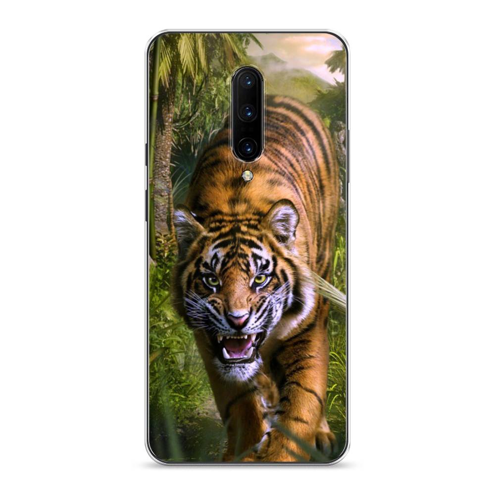 

Чехол на OnePlus 7 Pro "Тигр в джунглях 2", Оранжевый;зеленый, 150850-1