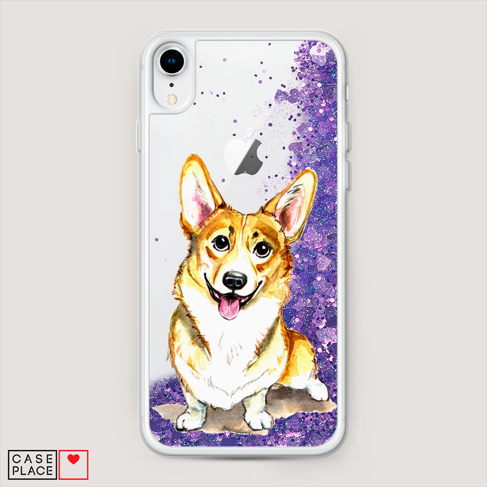 

Жидкий чехол с блестками "Малыш корги" на Apple iPhone XR (10R), 12092-1