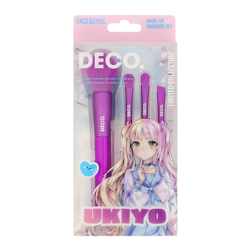 Набор кистей для макияжа лица DECO. UKIYO deco мочалка перчатки для душа отшелушивающие из бамбукового волокна черные