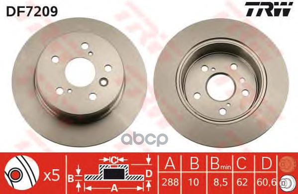 

Диск тормозной задний LEXUS RX300 (MCU15) DF7209