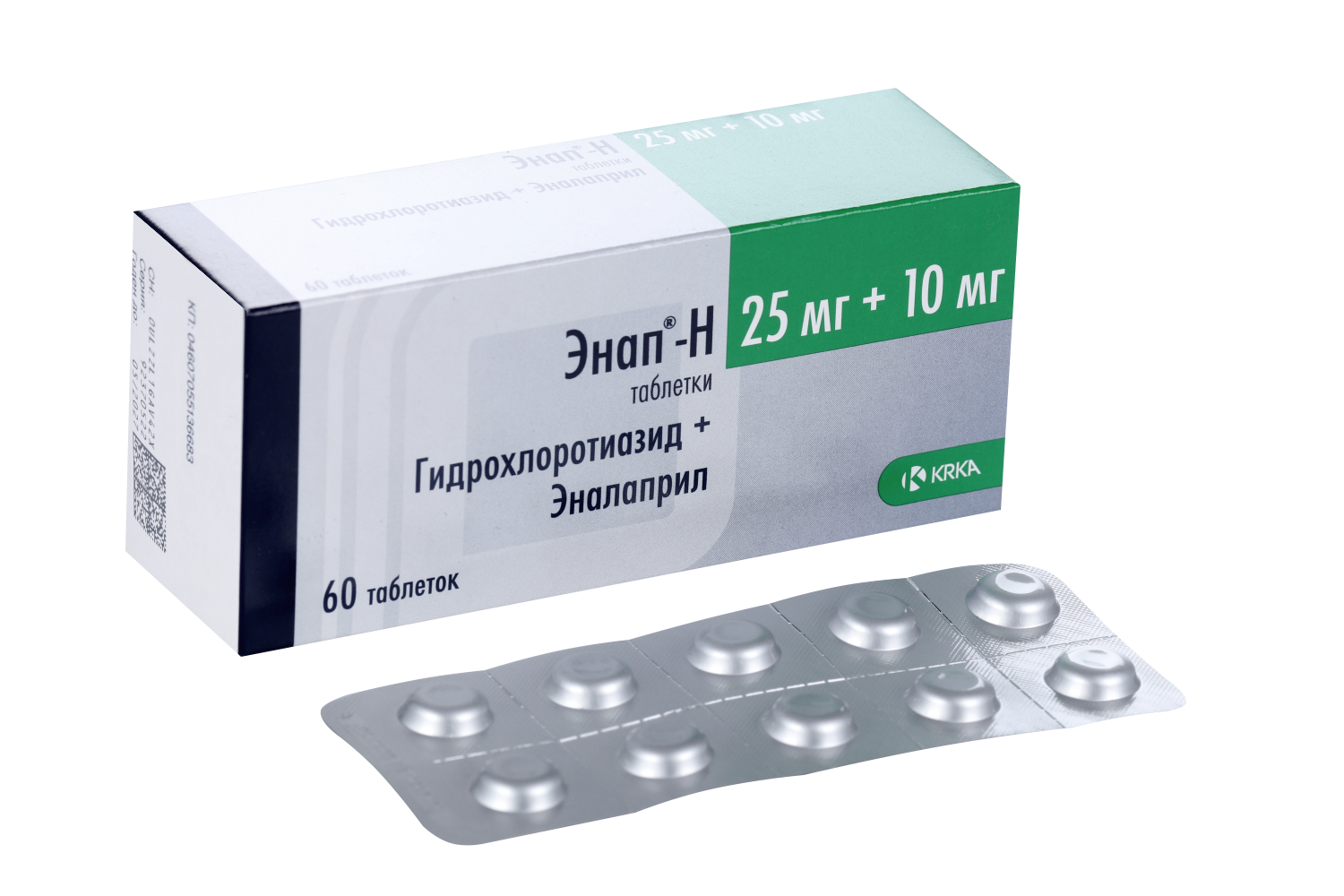 Энап-Н таблетки 25 мг+10 мг 60 шт.