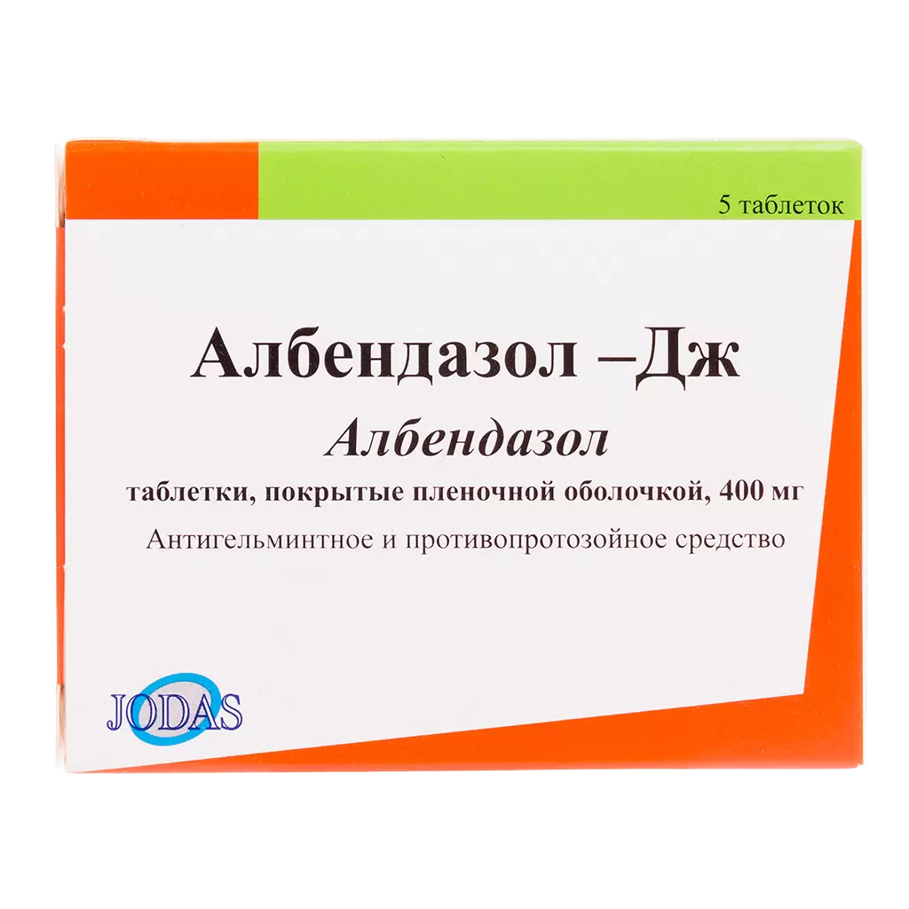 

Албендазол-Дж таблетки покрыт.плен.об. 400 мг 5 шт.