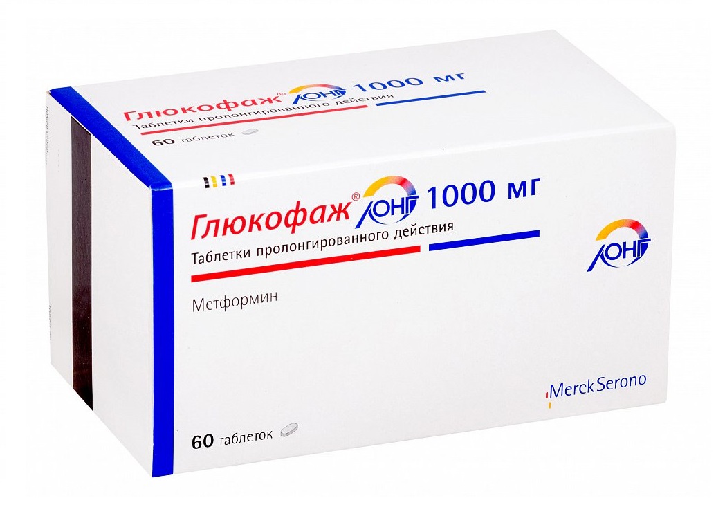 

Глюкофаж Лонг таблетки с пролонг высвобождением 1000 мг 60 шт.