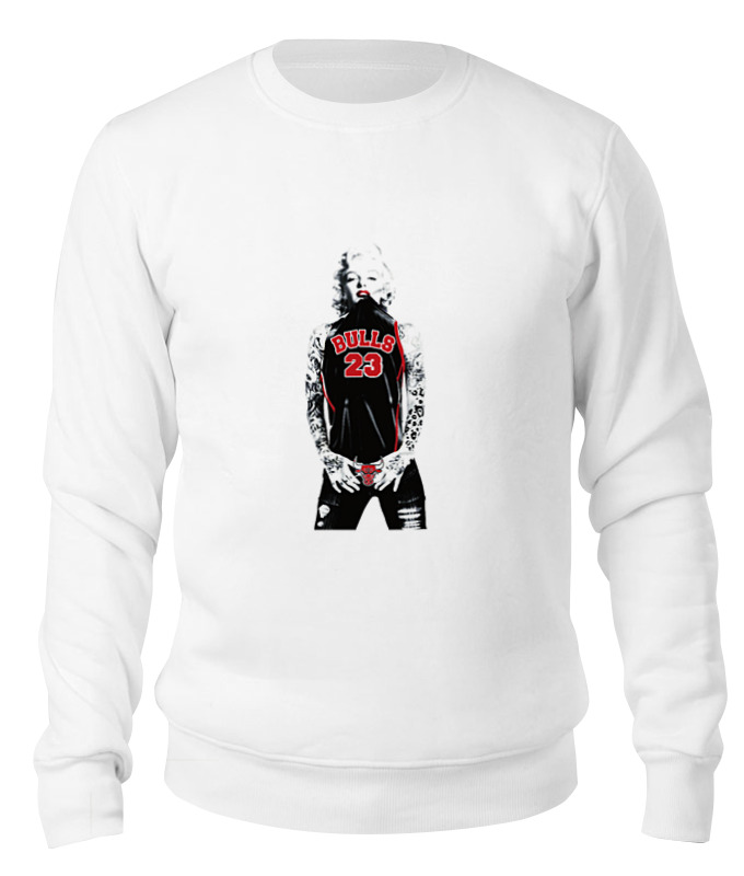 

Свитшот унисекс Printio Chicago bulls marilyn monroe белый XS, Chicago bulls marilyn monroe
