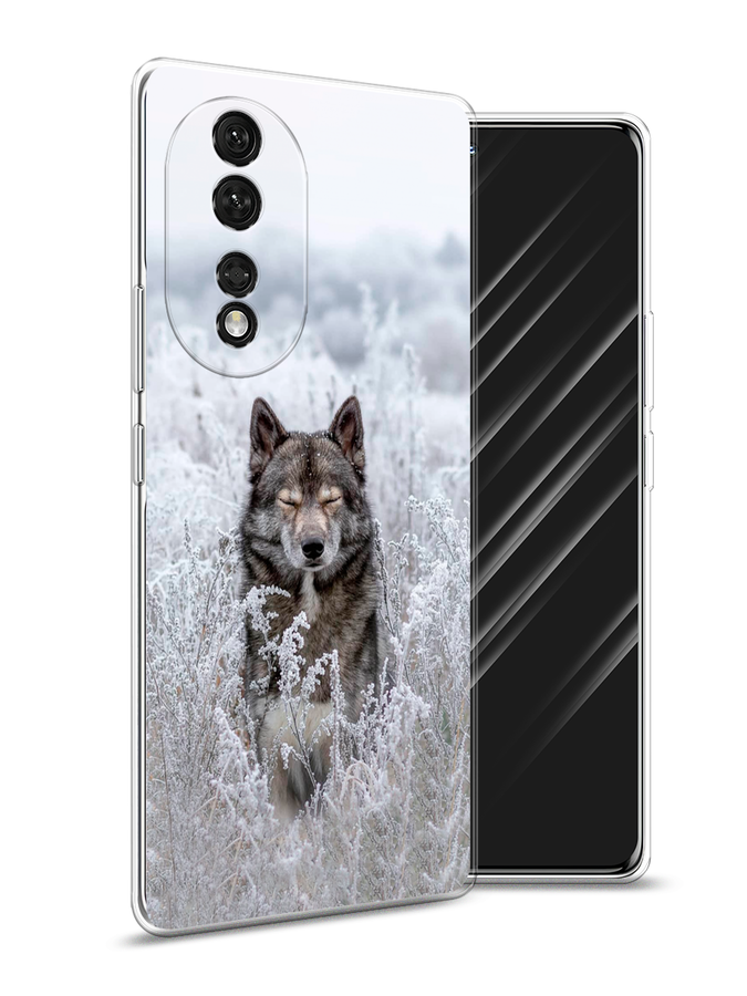 

Чехол Awog на Honor 80 Pro "Волк в поле", Белый;черный, 6120450-1