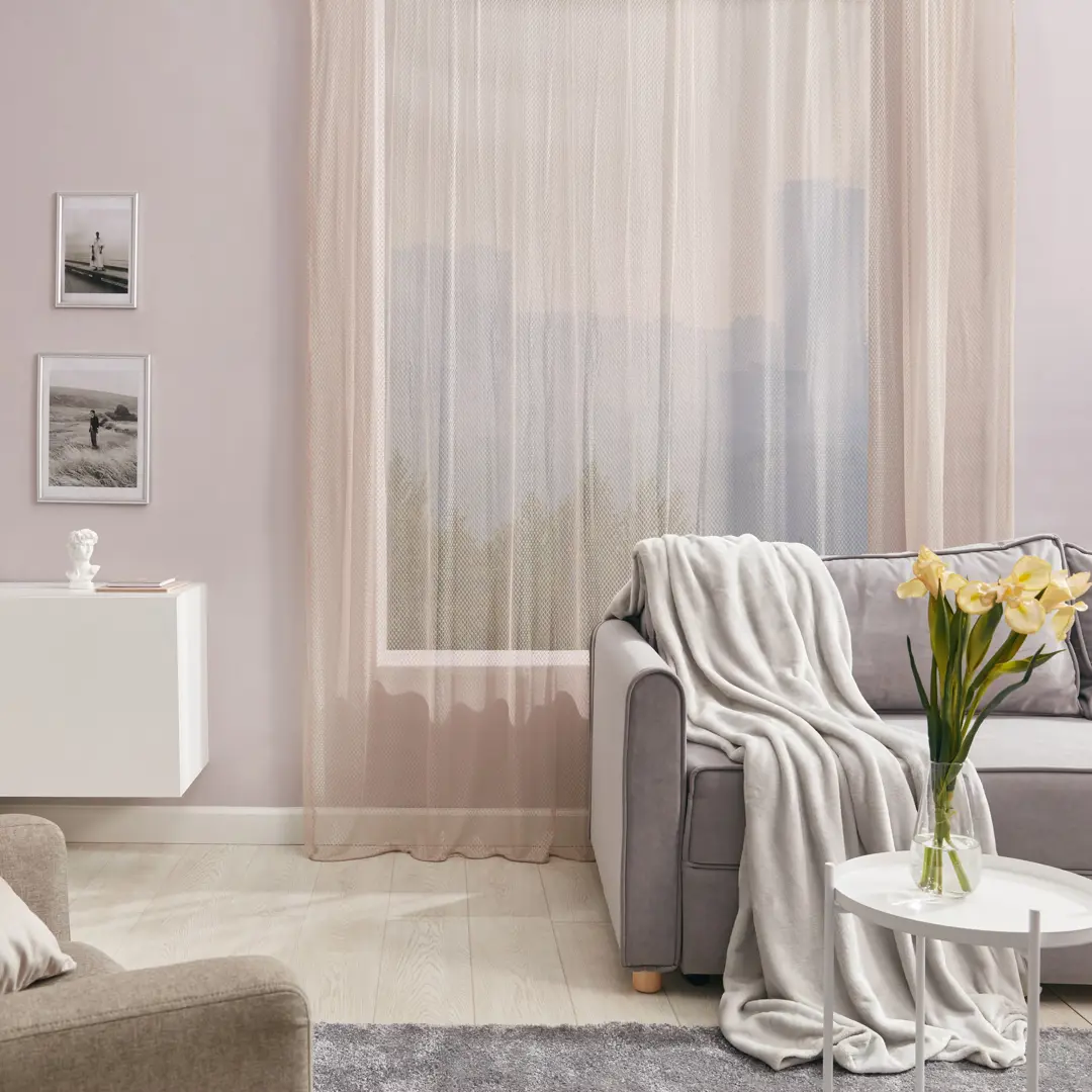 Тюль на ленте Leopar 300x280 см геометрия цвет кофейный