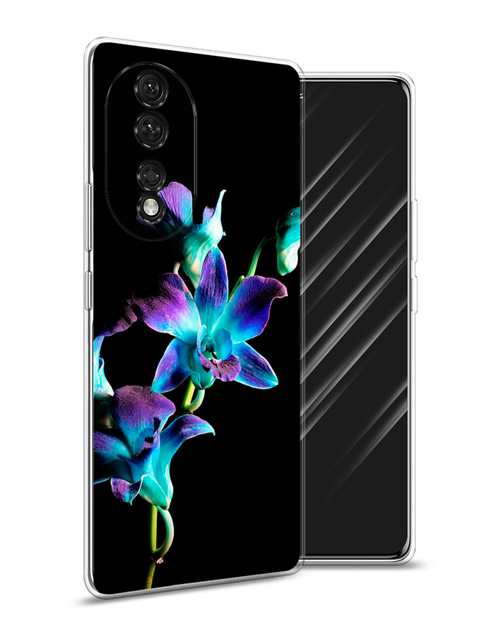 

Чехол Awog на Honor 80 Pro "Синий цветок на черном", Черный;голубой;синий, 6120450-8