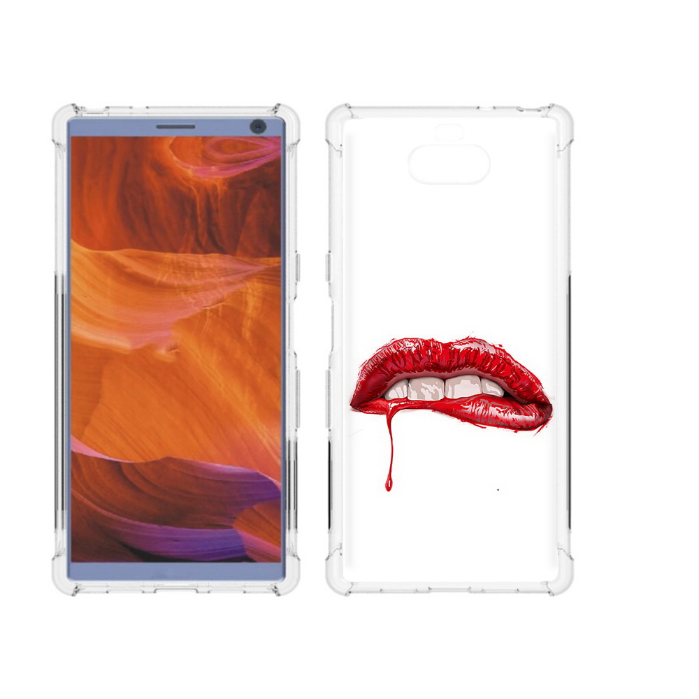 

Чехол MyPads Tocco для Sony Xperia 10 Plus яркие красные губы, Прозрачный, Tocco