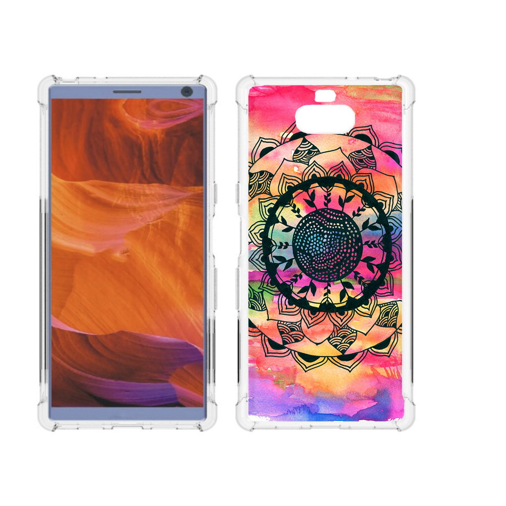 

Чехол MyPads Tocco для Sony Xperia 10 Plus яркая абстракция круглый цветок, Прозрачный, Tocco