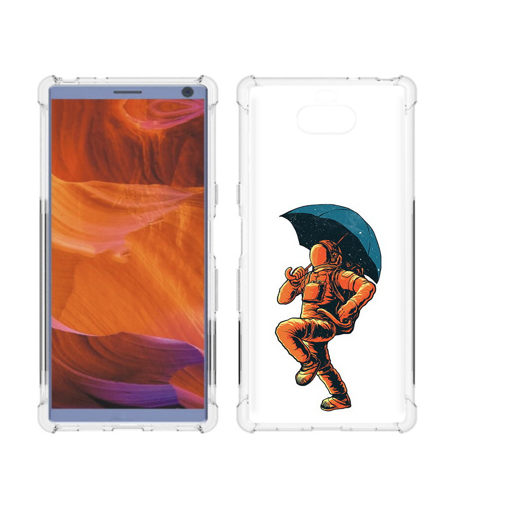 

Чехол MyPads Tocco для Sony Xperia 10 Plus шагающий космонавт с зонтом, Прозрачный, Tocco