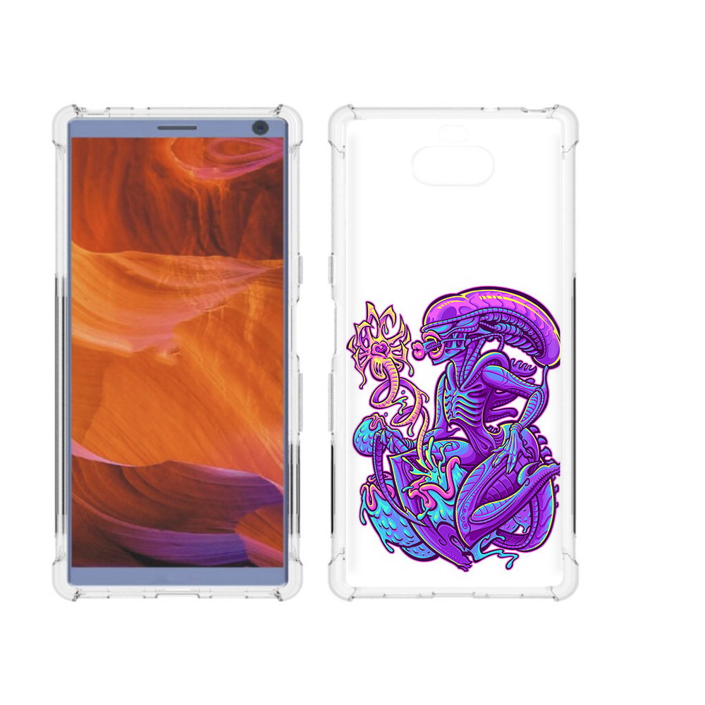 

Чехол MyPads Tocco для Sony Xperia 10 Plus чужой фиолетовый цвет, Прозрачный, Tocco
