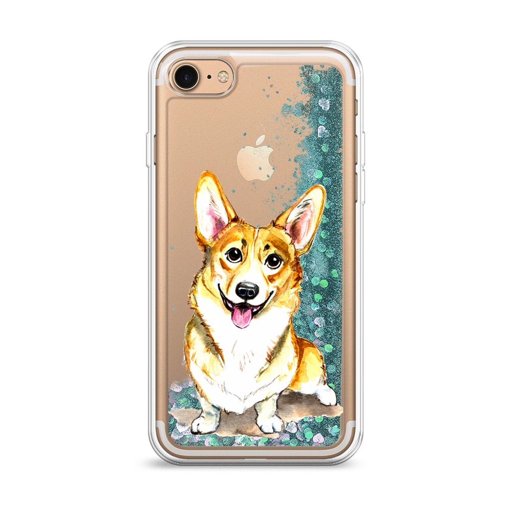 

Жидкий чехол с блестками "Малыш корги" на Apple iPhone 8, 10895-1