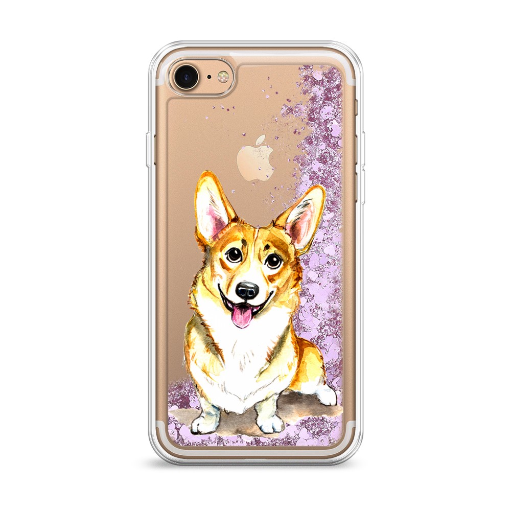 

Жидкий чехол с блестками "Малыш корги" на Apple iPhone 8, 10894-1