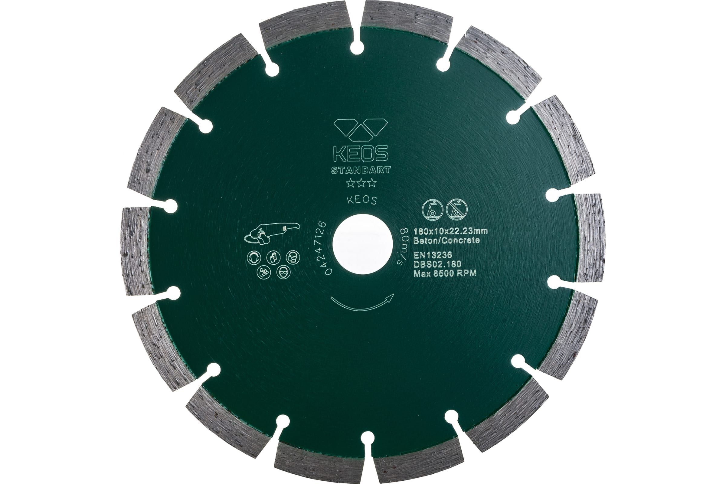 Диск алмазный сегментный Standart бетон (180х22.23 мм) KEOS DBS02.180
