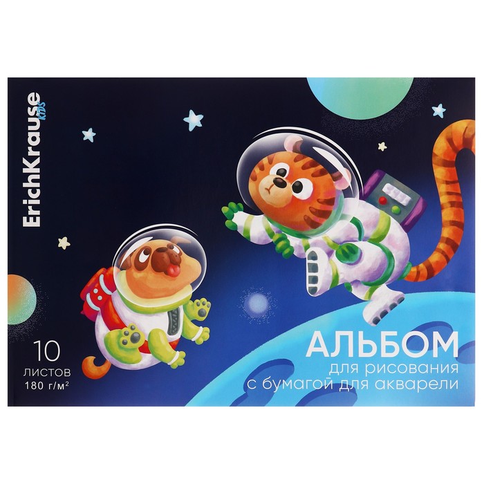 

Альбом для рисования А4, 10 листов на клею ErichKrause "Space Anime", обложка мелованный к