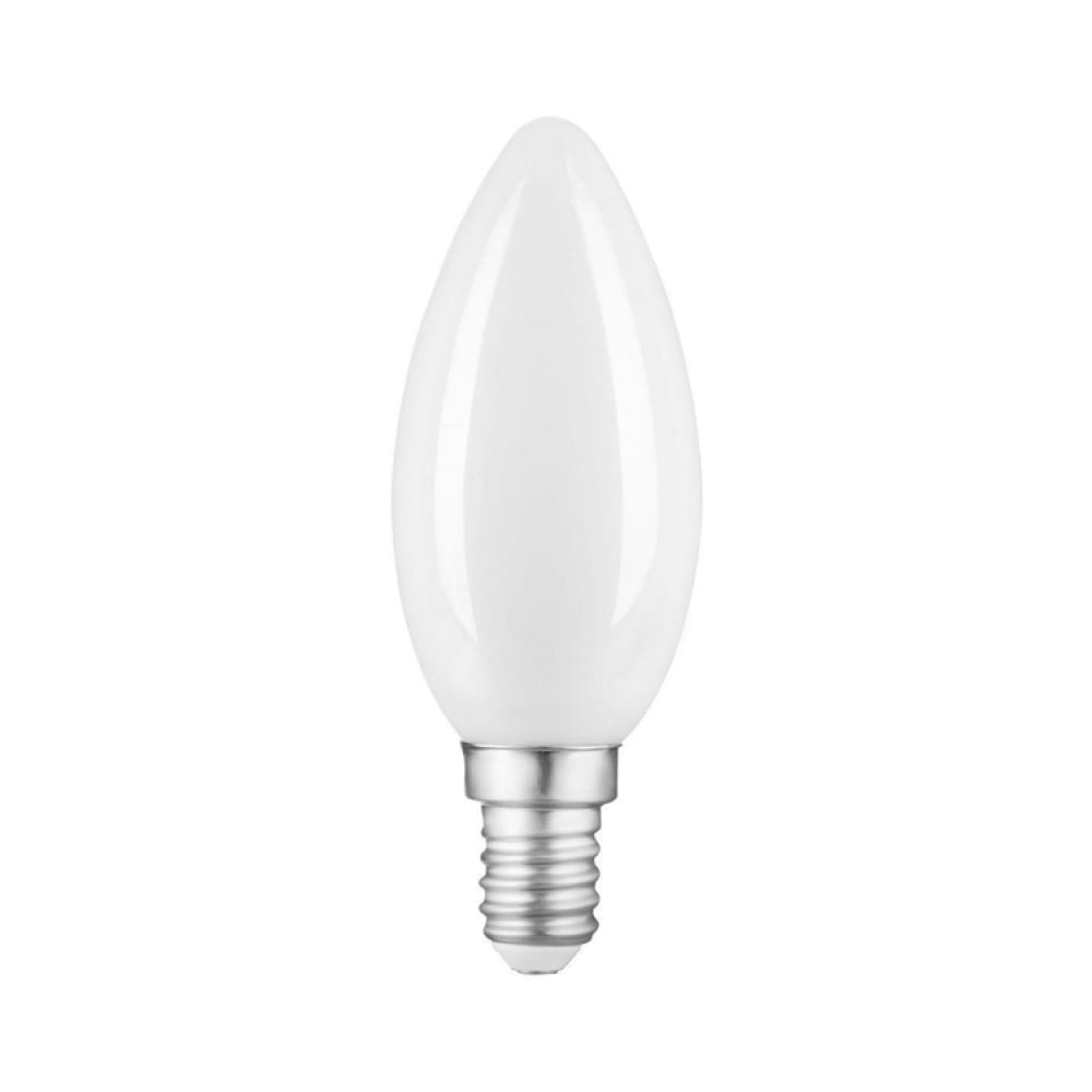 

Лампа Gauss Filament, свеча, 9W, 590lm, 3000К, Е14, milky, LED, 1/10/50 103201109