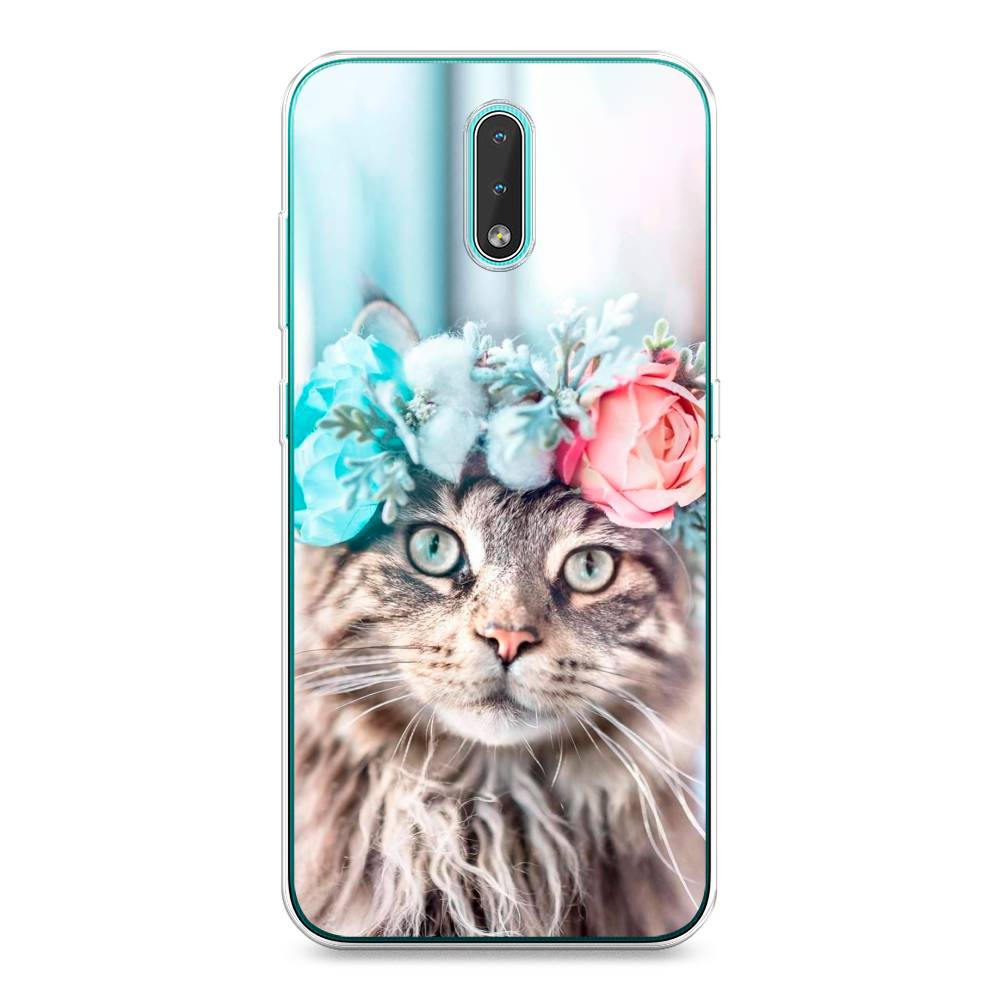 

Чехол Awog на Nokia 2.3 / Нокиа 2.3 "Кот в венке", Серый;голубой;розовый, 123250-2