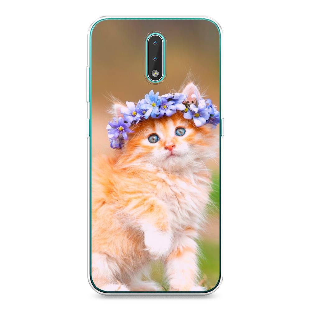 

Чехол Awog на Nokia 2.3 / Нокиа 2.3 "Рыжий кот в венке", Коричневый;синий, 123250-1