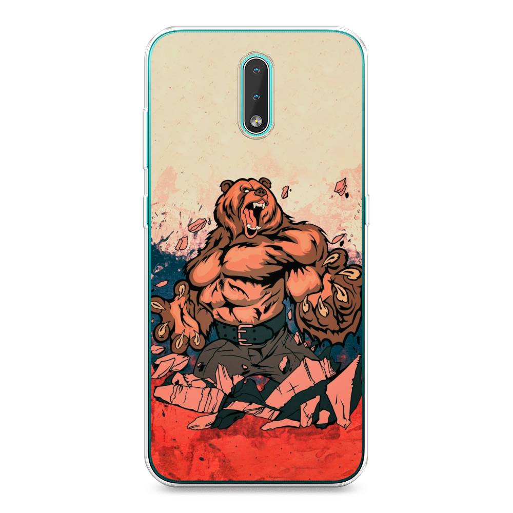 

Чехол Awog на Nokia 2.3 / Нокиа 2.3 "Медведь с флагом РФ", Коричневый;синий;красный, 123250-2