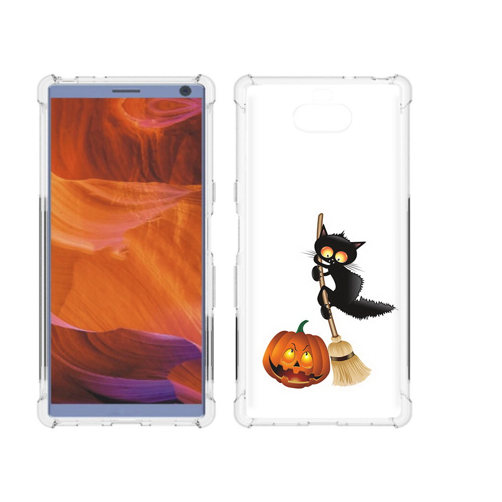 

Чехол MyPads Tocco для Sony Xperia 10 Plus хэлуинский котик, Прозрачный, Tocco