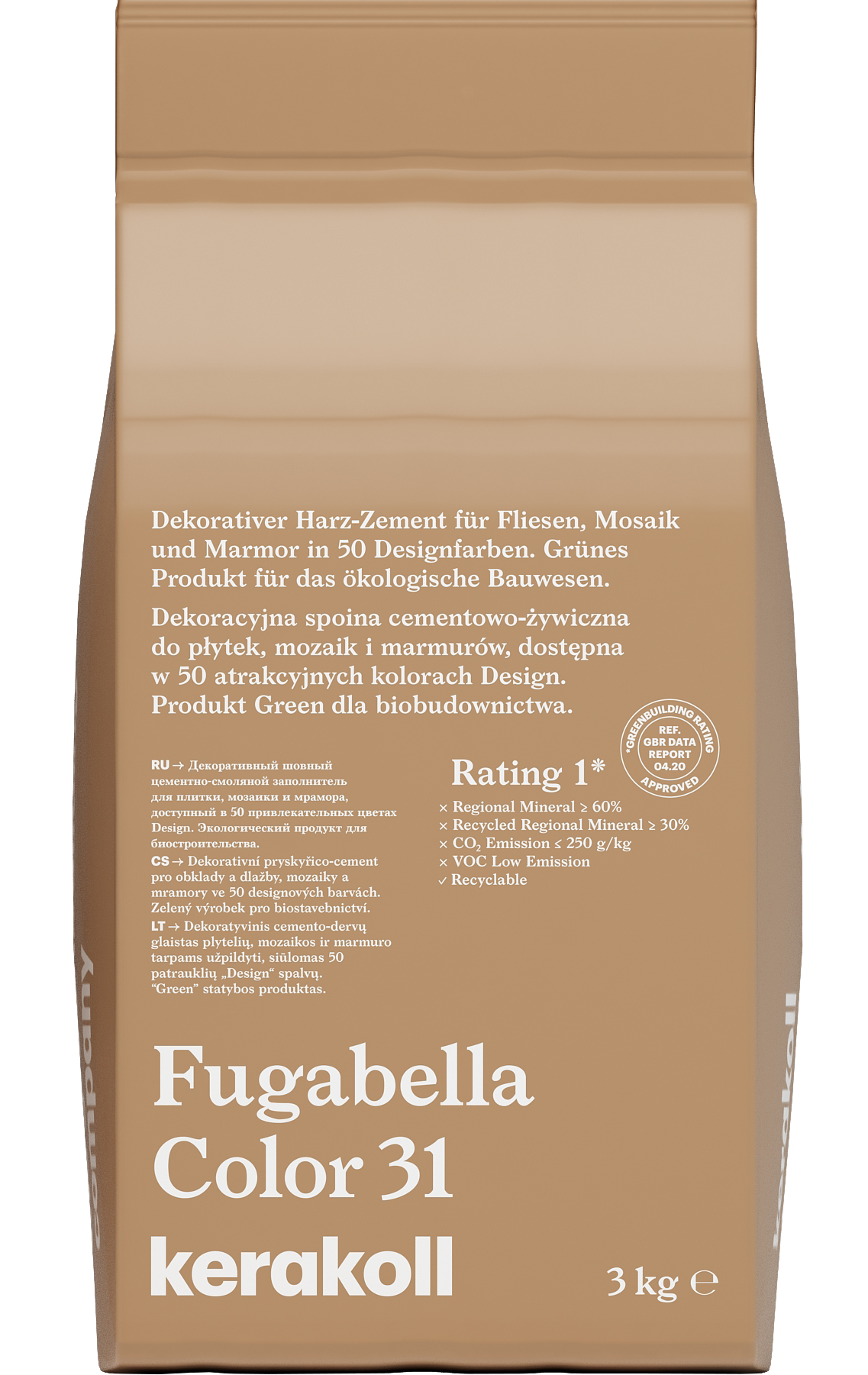 

Затирка гибридная Kerakoll Fugabella Color, цвет 31 (темно-бежевый) 3 кг, Fugabella Color