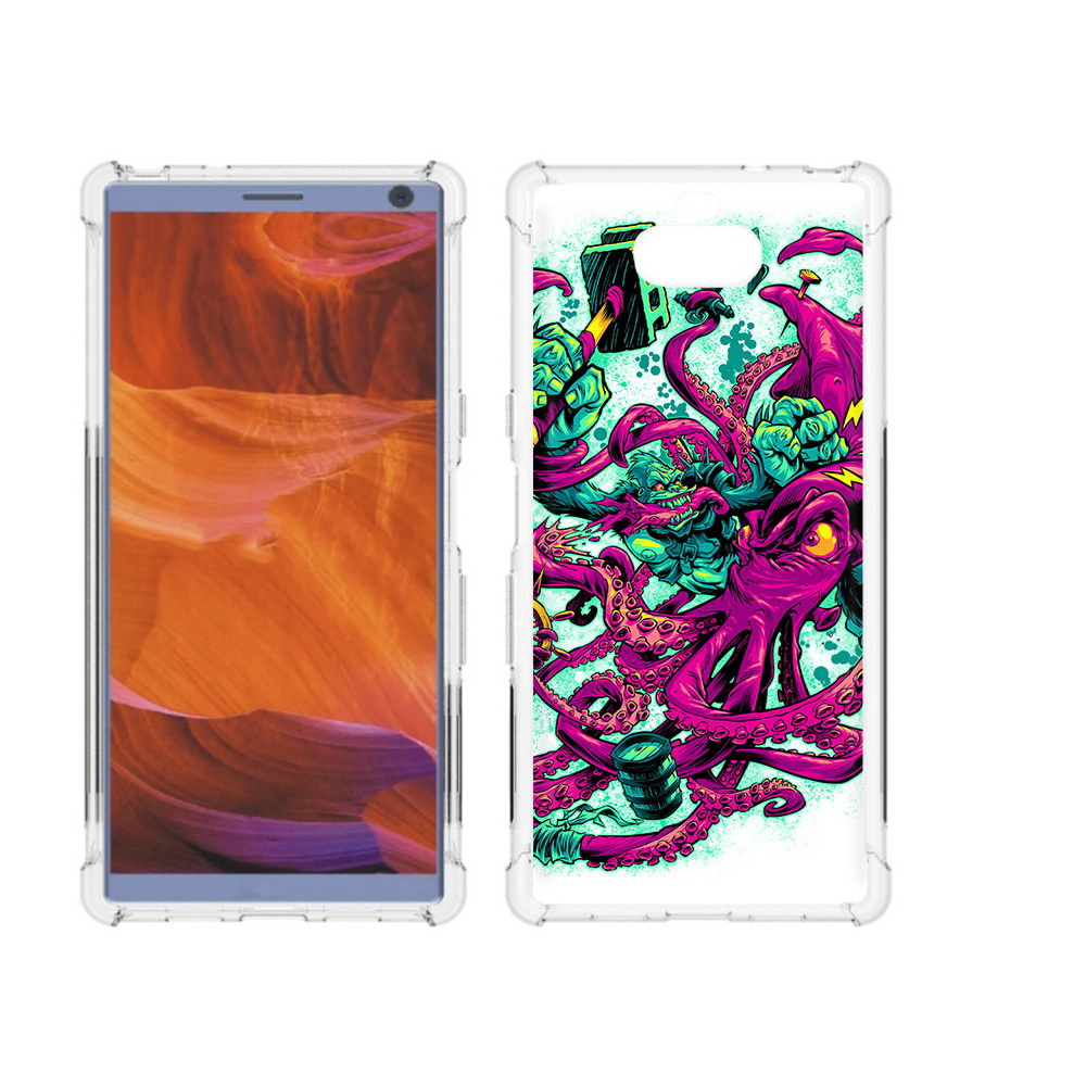 

Чехол MyPads Tocco для Sony Xperia 10 Plus фиолетовый кракен, Прозрачный, Tocco