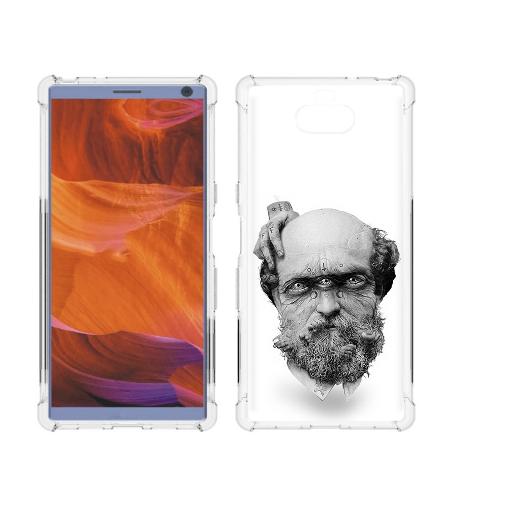 

Чехол MyPads Tocco для Sony Xperia 10 Plus страшный бородатый мужчина абстракция, Прозрачный, Tocco