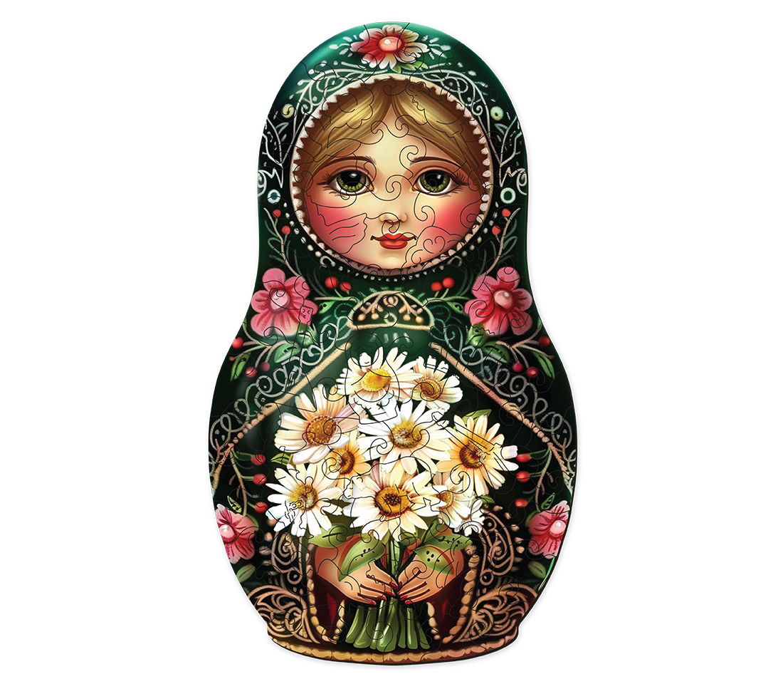 

Деревянные пазлы Active puzzles Матрёшка изумрудная головоломка настольная игра 70 дет, Матрёшка изумрудная