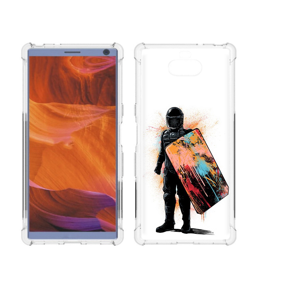 

Чехол MyPads Tocco для Sony Xperia 10 Plus солдат с красочным щитом, Прозрачный, Tocco