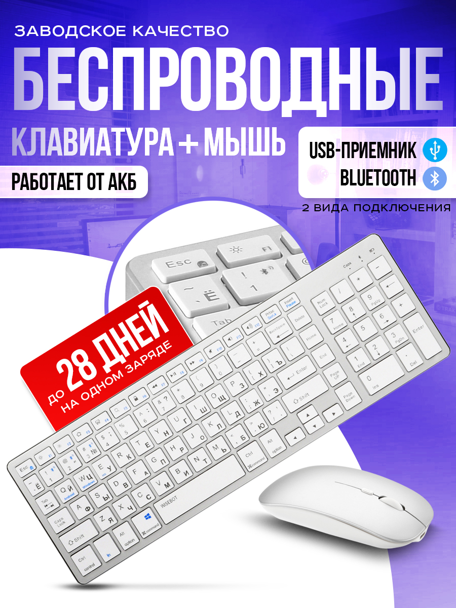 Комплект клавиатура и мышь WISEBOT PEM102 Silver