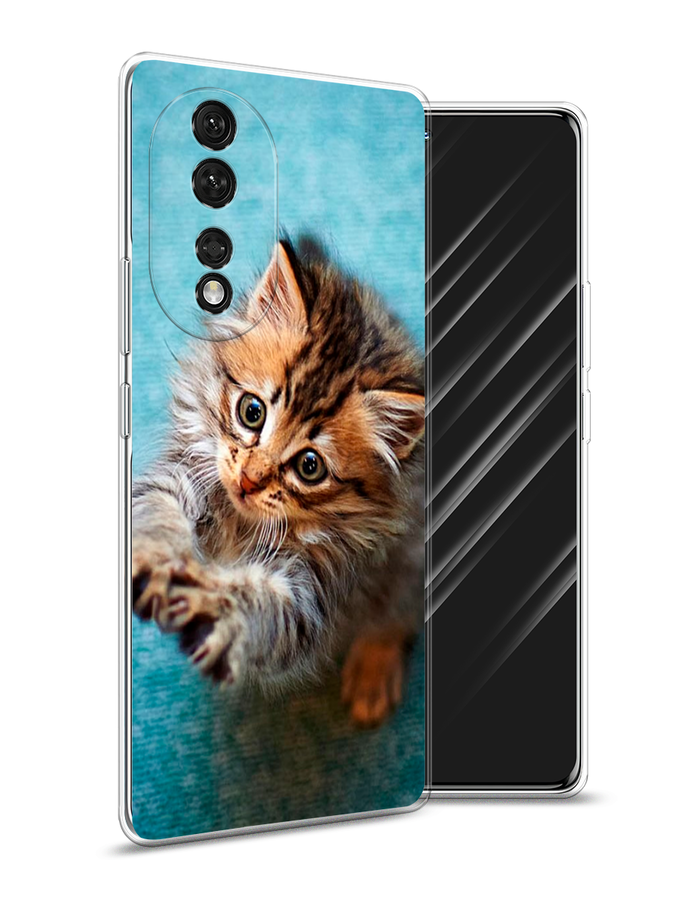 

Чехол Awog на Honor 80 Pro "Котенок просит есть", Голубой;коричневый;белый, 6120450-2