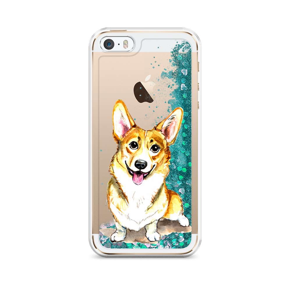 

Жидкий чехол с блестками "Малыш корги" на Apple iPhone 5, 10395-1