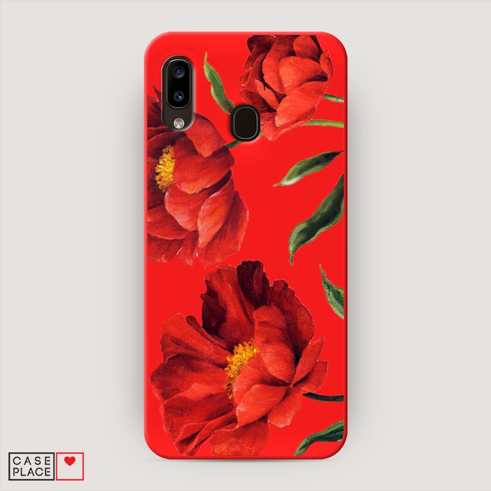 фото Матовый силиконовый чехол "красные маки" на samsung galaxy a30 awog