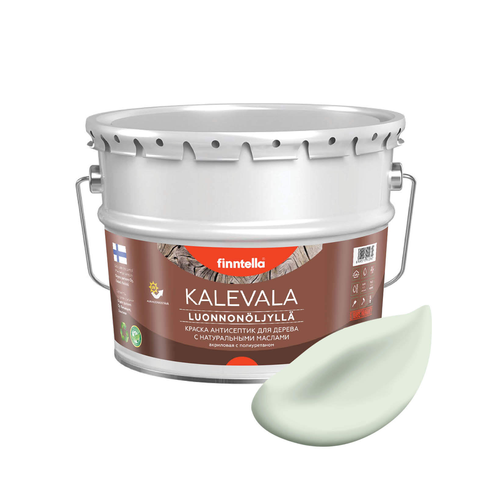 

Краска для дерева и деревянных фасадов FINNTELLA KALEVALA, с натуральным маслом и полиурет, Зеленый, KALEVALA NLC