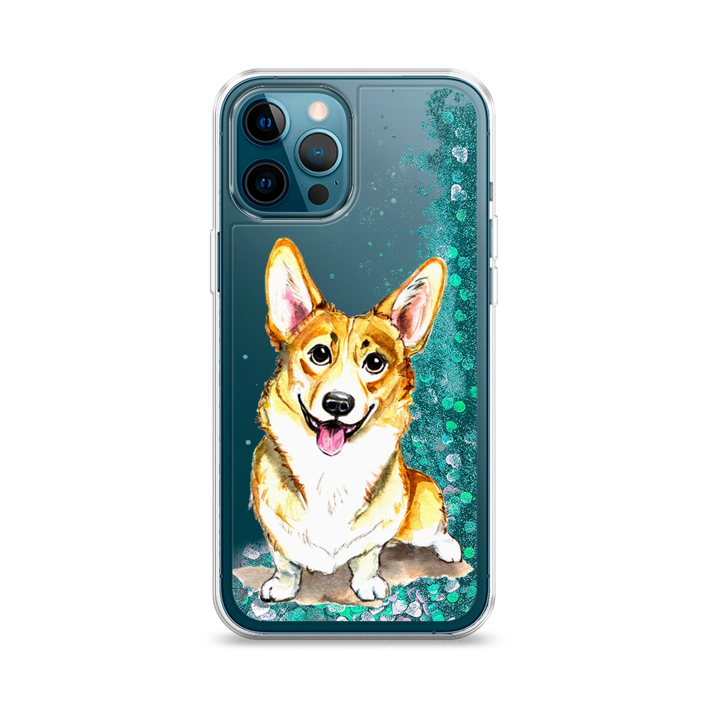 

Жидкий чехол с блестками "Малыш корги" на Apple iPhone 12 Pro, 12895-1
