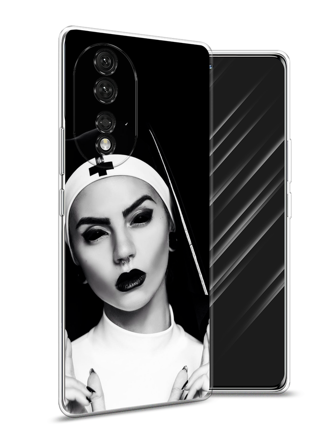 

Чехол Awog на Honor 80 Pro "Черная монашка", Серый;черный, 6120450-9