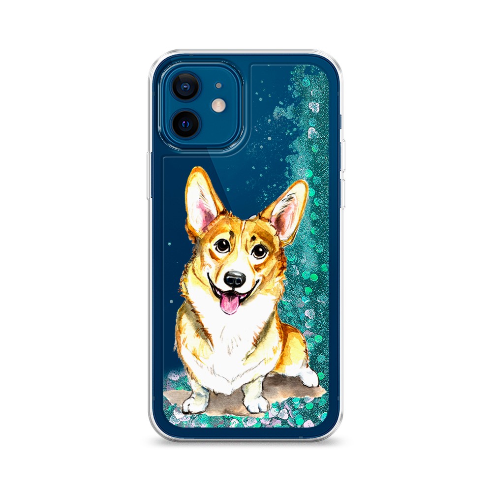 

Жидкий чехол с блестками "Малыш корги" на Apple iPhone 12, 12595-1