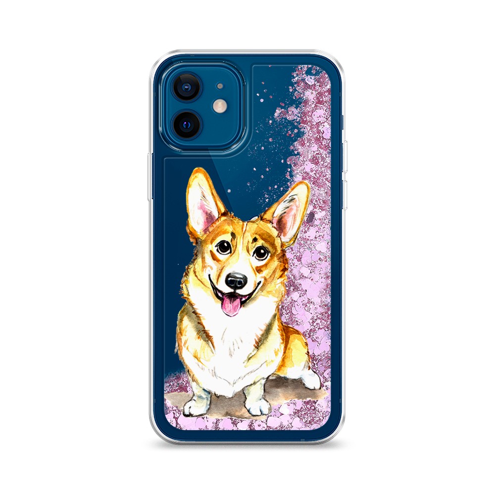 

Жидкий чехол с блестками "Малыш корги" на Apple iPhone 12, 12594-1