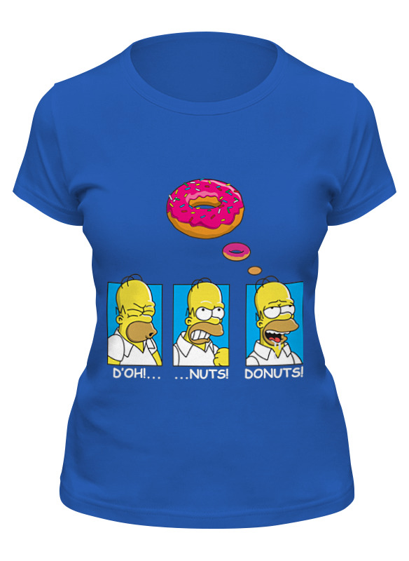 

Футболка женская Printio Homer simpson & donut синий 2XL, Homer simpson & donut