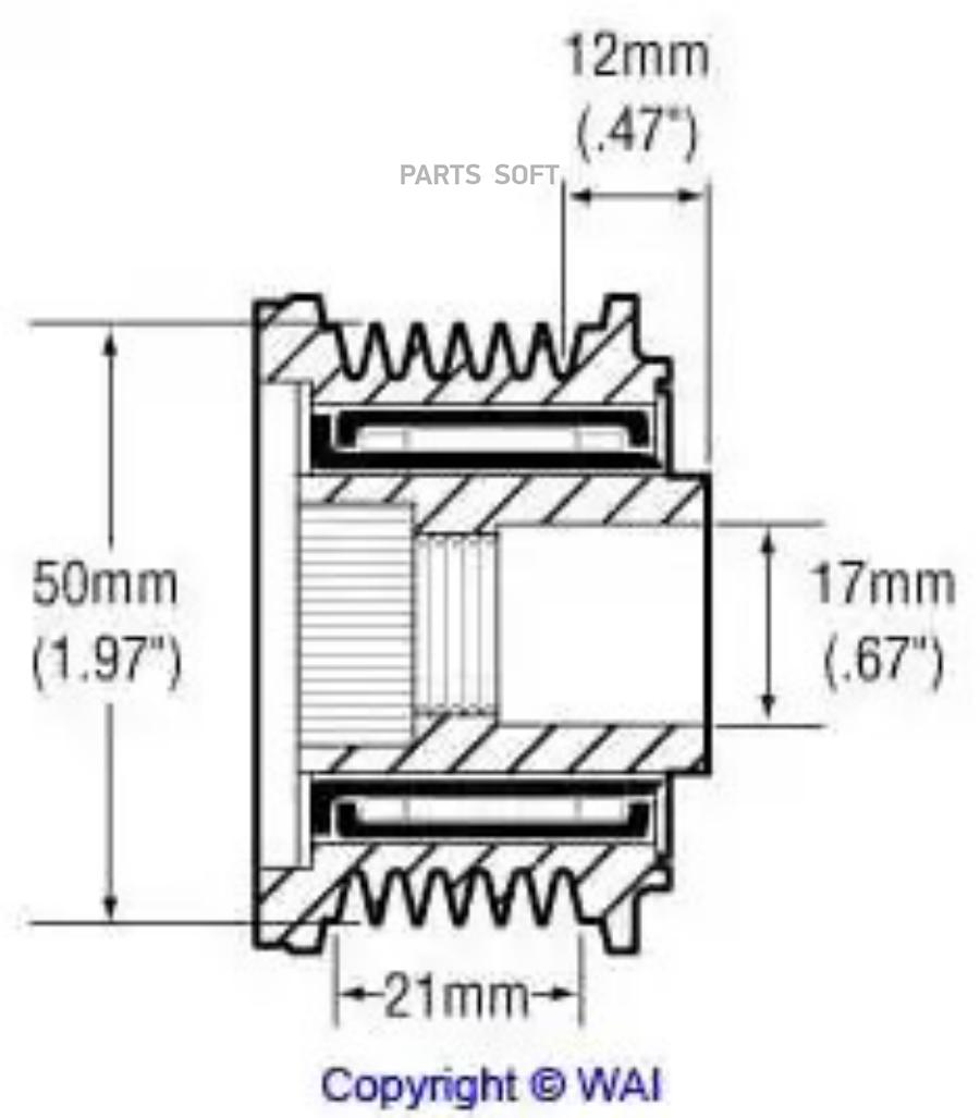 

Шкив генератора Mercedes C-Class/C-Class T-Model/E-Class 98>09 WAI 2491264